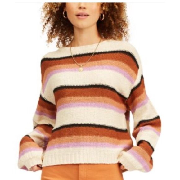 Billabong Sweaters - NWT Billabong Seeing Double Multicolored Crewneck Striped Sweater Size Medium
